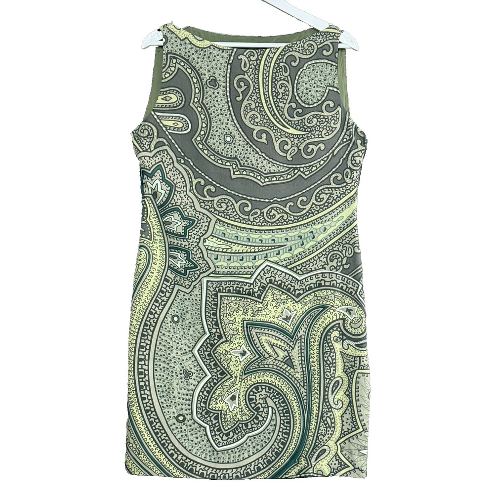 Linda Allard Ellen Tracy Womens Silk Shift Dress Sz 12 Paisley Vintage Boat Neck